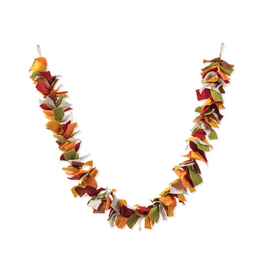 Glitzhome 6ft Fall Multi Color Felt Indoor Garland, One Size, Orange